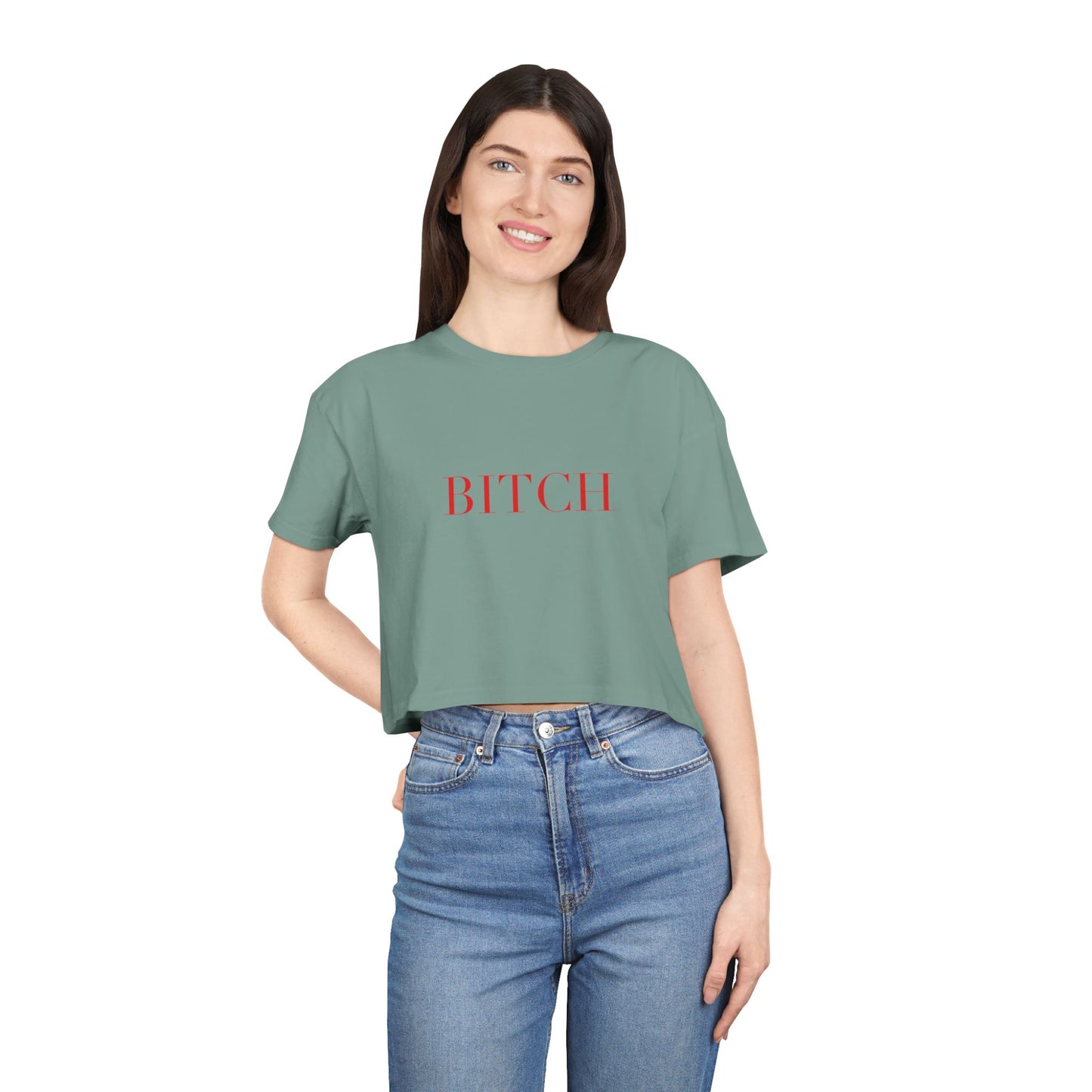 BITCH — Cursive | Crop Tee