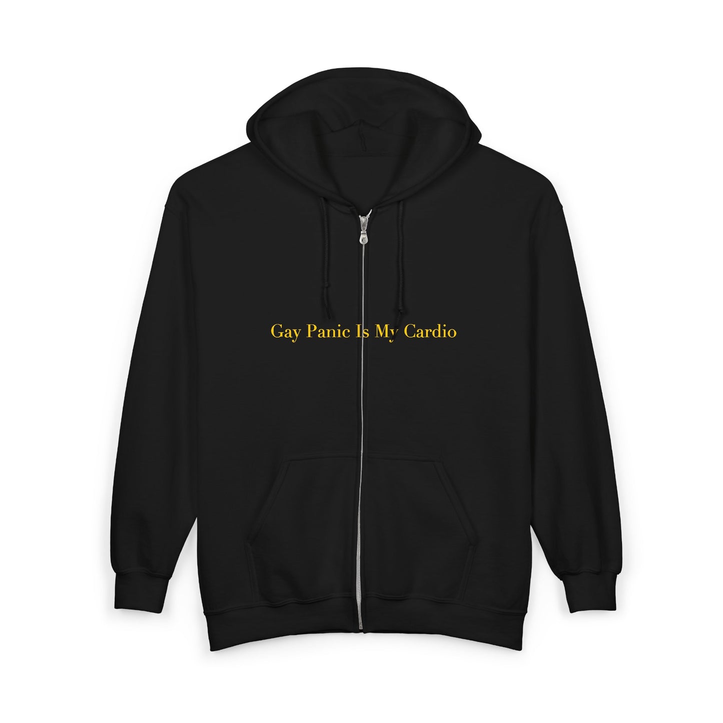 Gay Panic Is My Cardio — Cursive | Hoodie