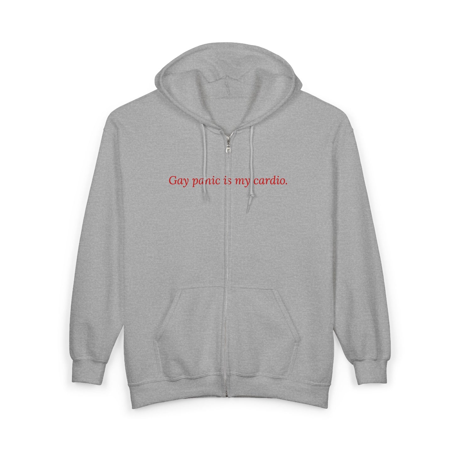 Gay Panic Is My Cardio — Cursive | Hoodie