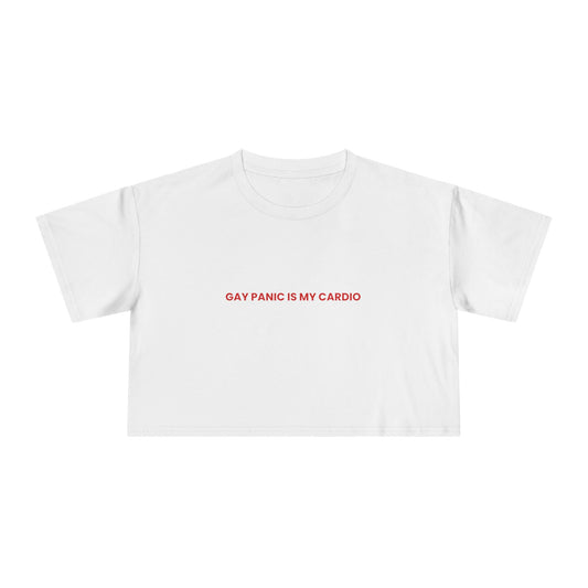 Gay Panic Is My Cardio — Bold | Women's Crop Tee