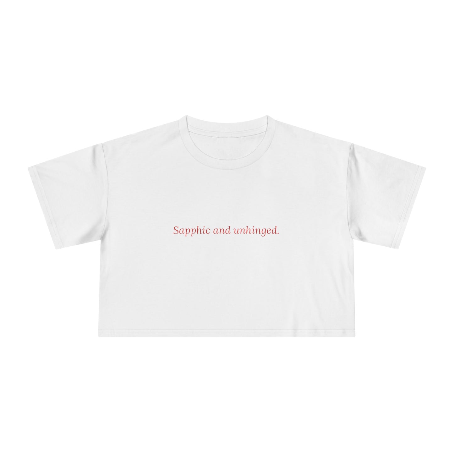 Sapphic and Unhinged — Cursive | Women's Crop Tee
