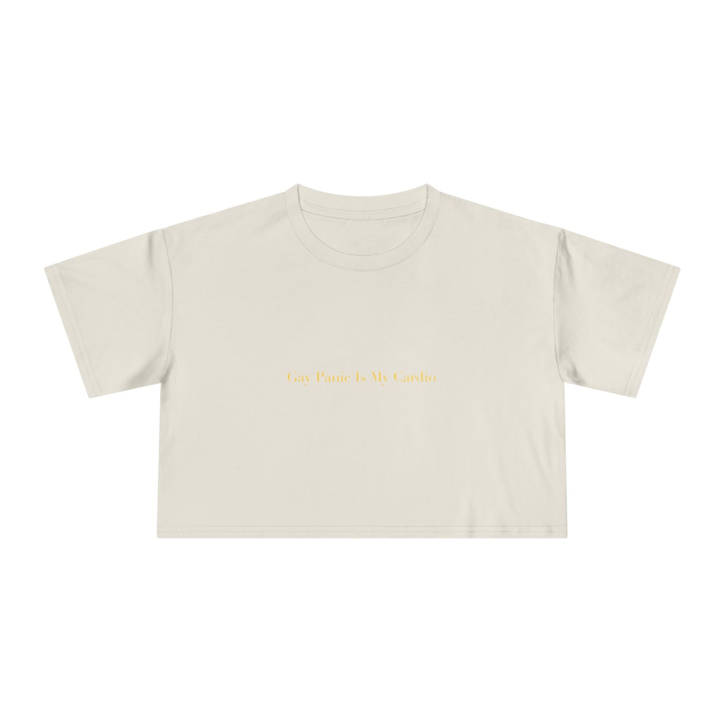Gay Panic Is My Cardio — Cursive | Crop Tee