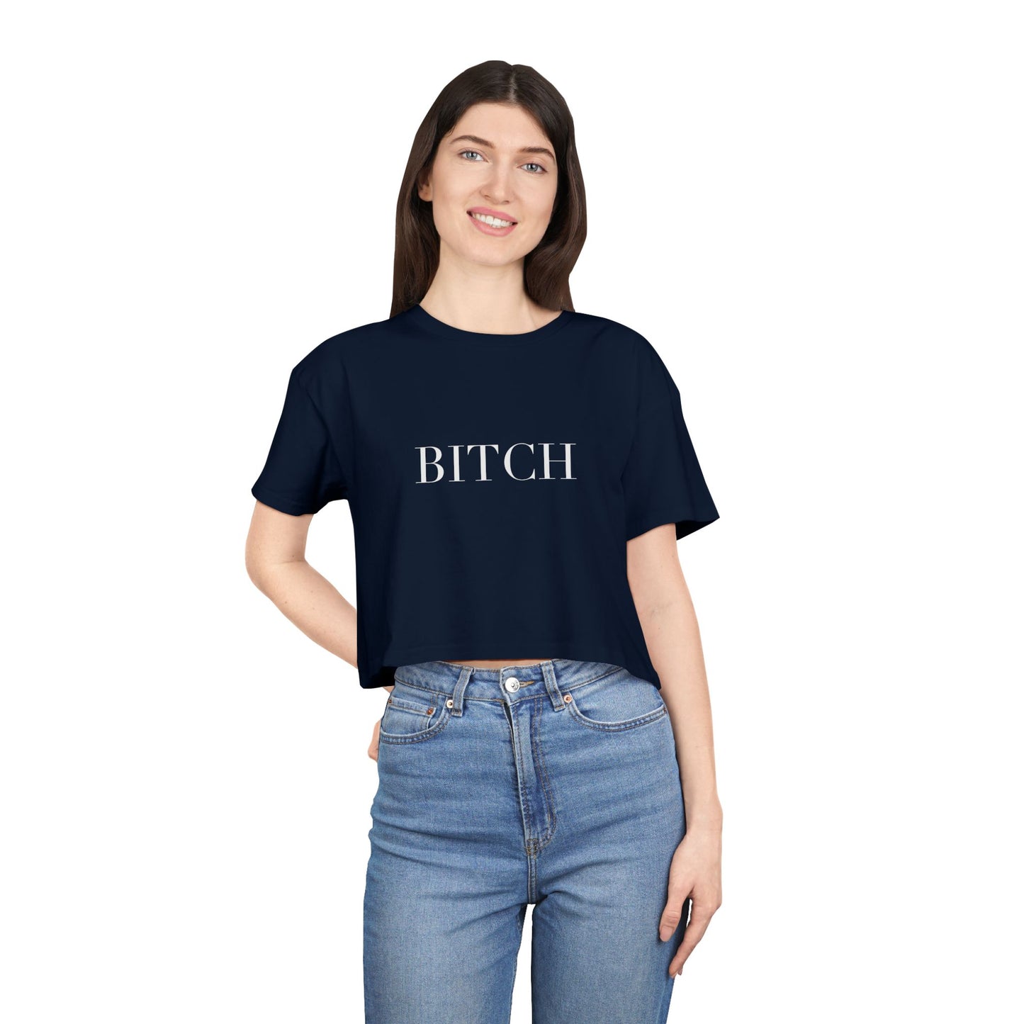 BITCH — Cursive | Crop Tee