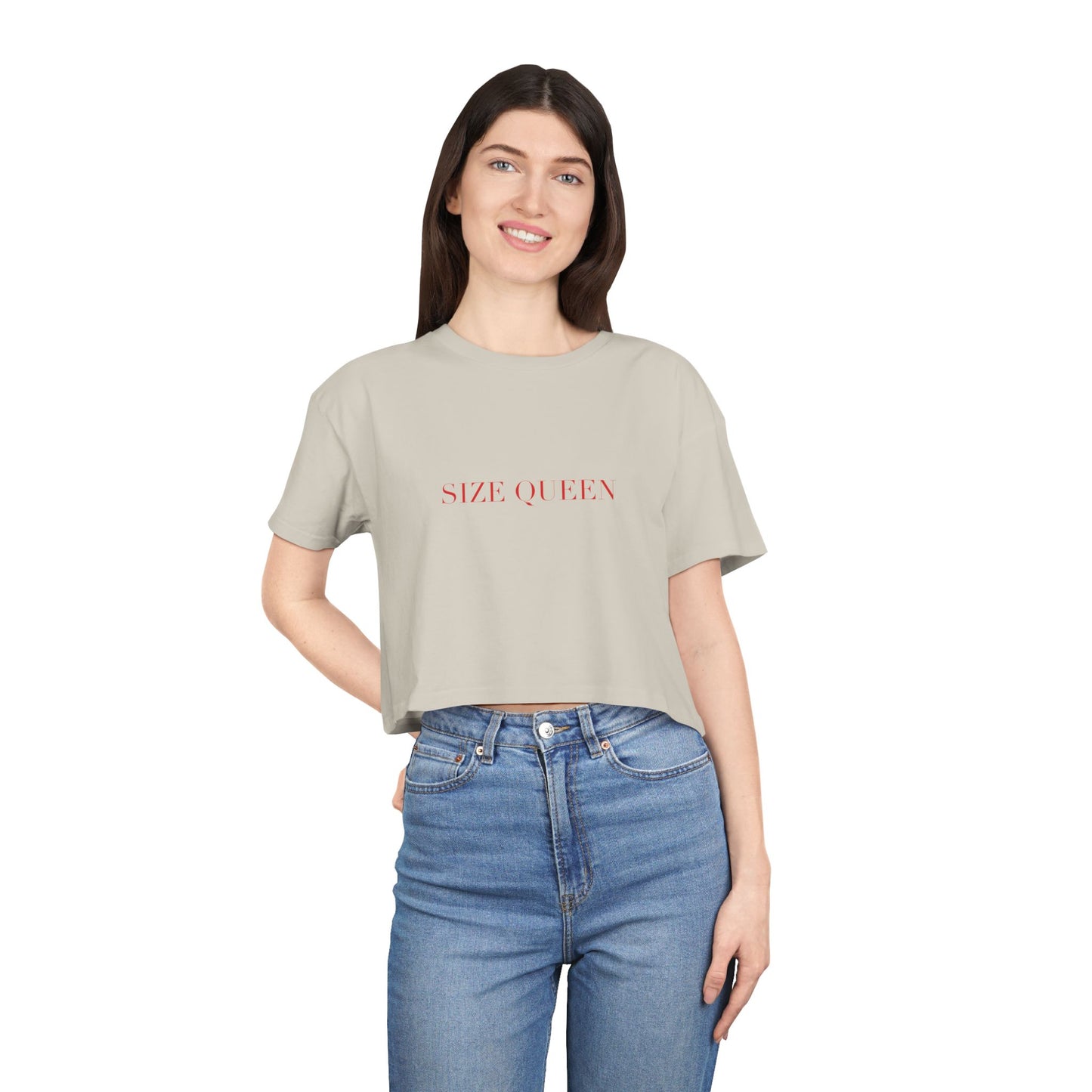 SIZE QUEEN — Cursive | Crop Tee